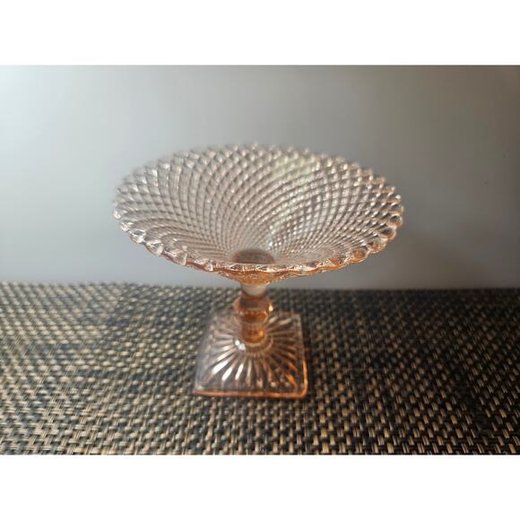 Vintage 1930’S Anchor Hocking “MISS AMERICA” Pink depression Compote EXCELLENT - Picture 2 of 10